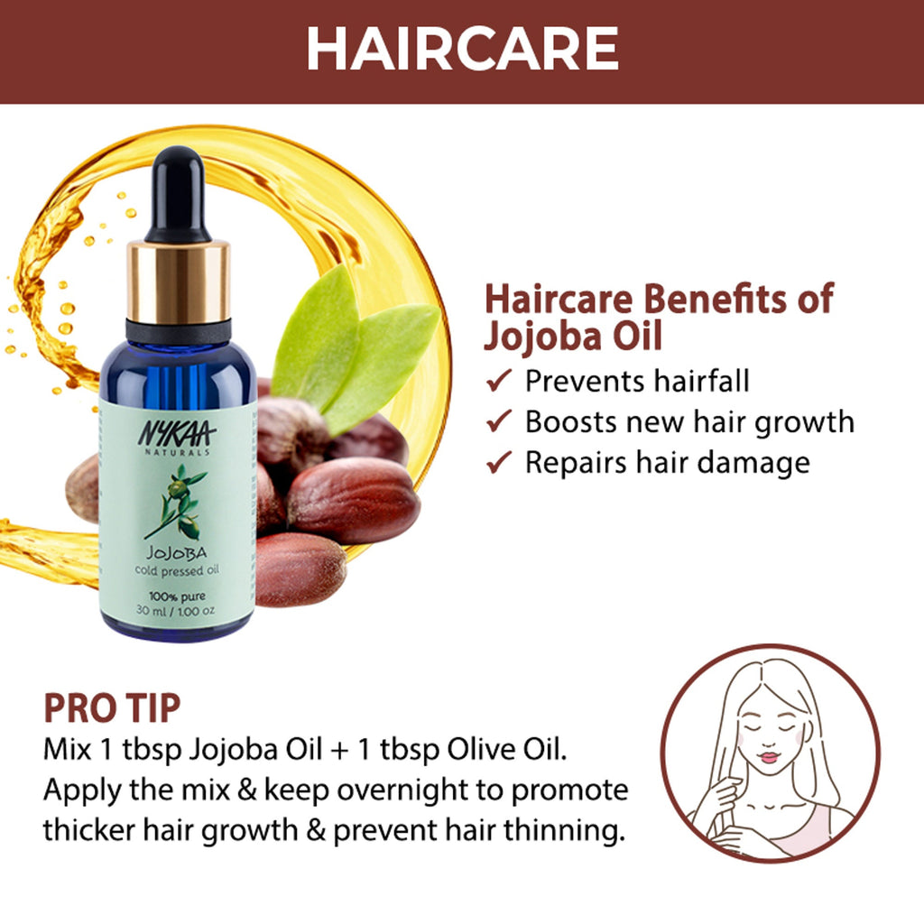 Nykaa Naturals Jojoba 100% Pure Cold Pressed Face Oil-Deep Hydration & Nourishment - All Skin Types | Grocsy