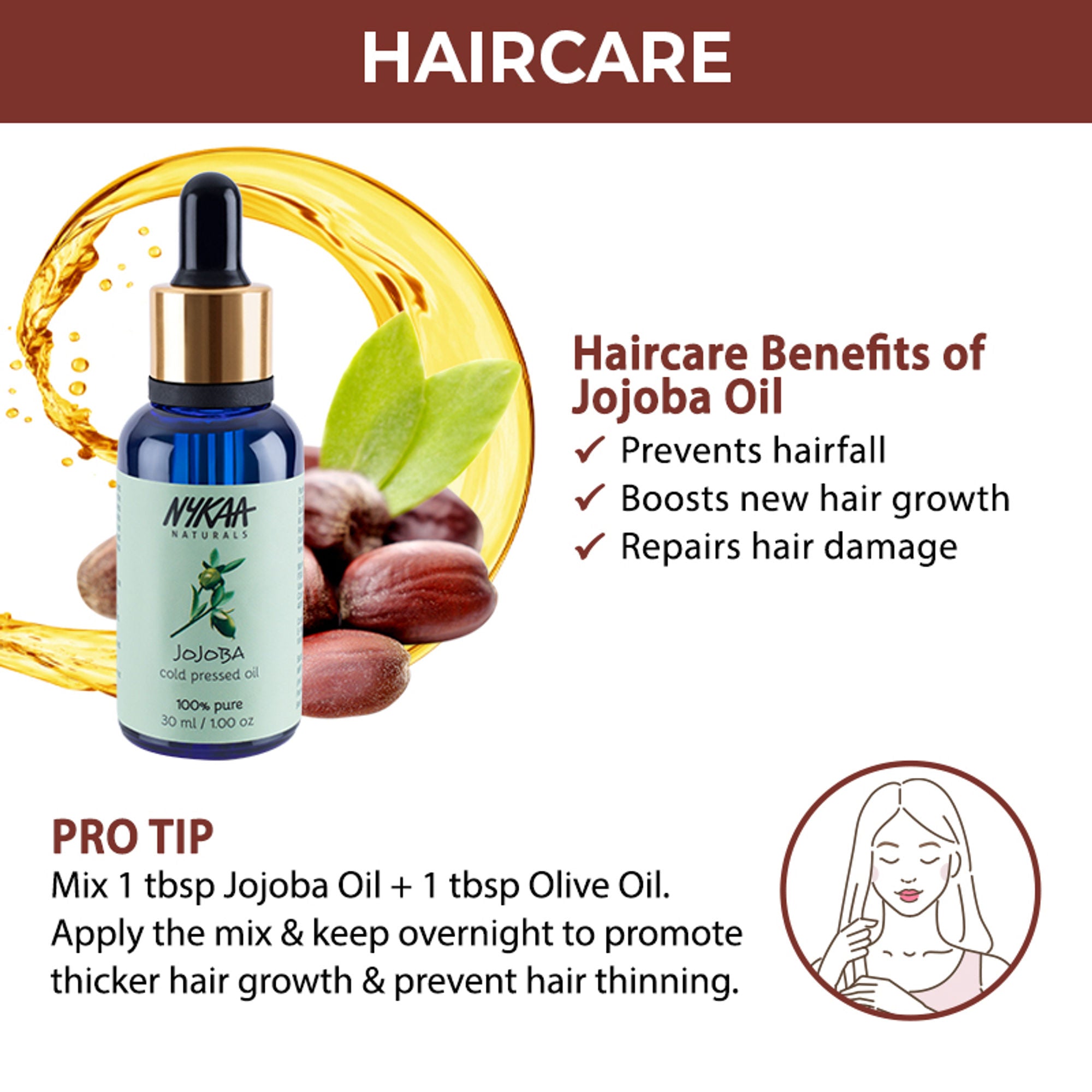 Nykaa Naturals Jojoba 100% Pure Cold Pressed Face Oil-Deep Hydration & Nourishment - All Skin Types | Grocsy
