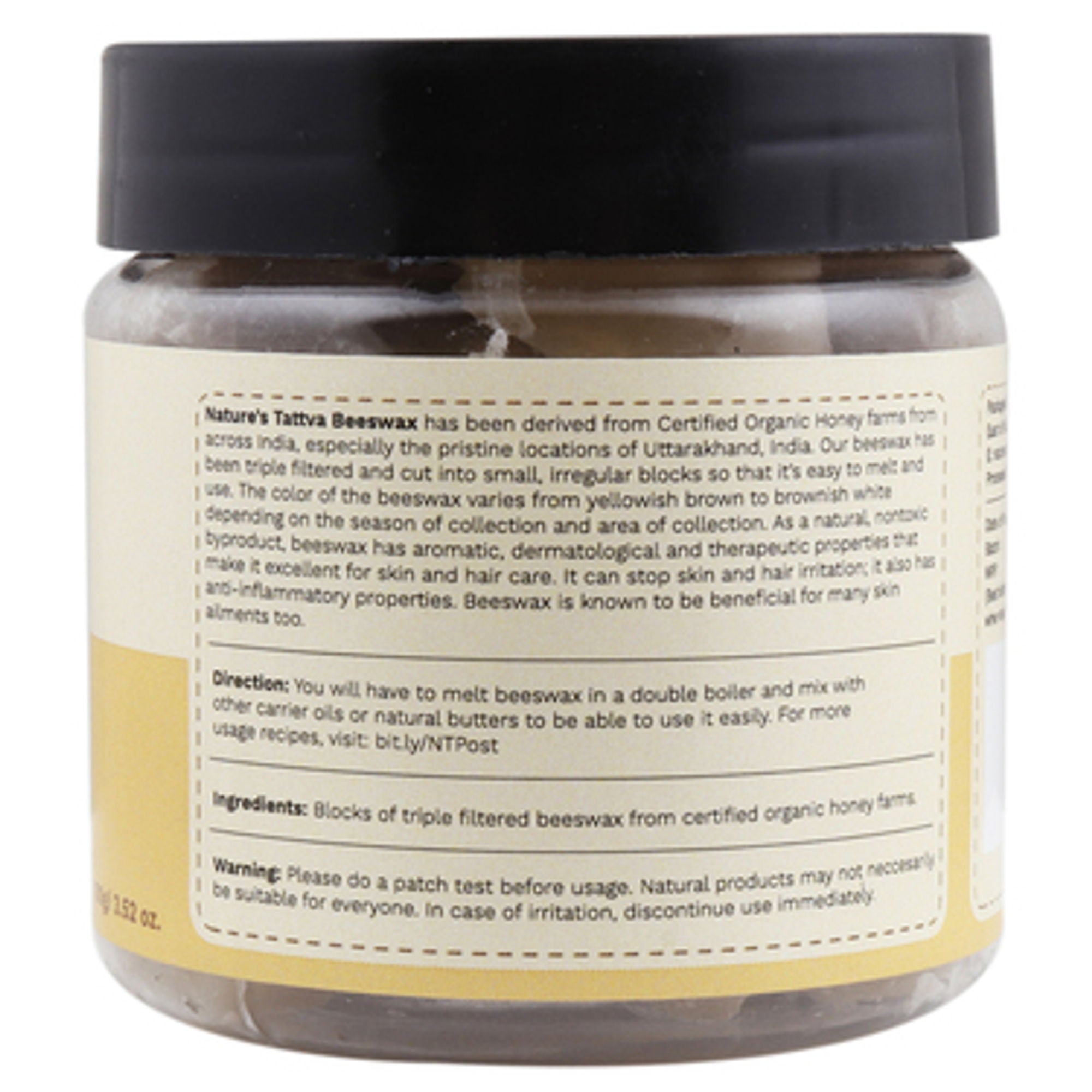 Tattvalogy Pure Beeswax Blocks in Jar Packaging, Perfect for Making Lip Balm, Lotion Bars | Grocsy