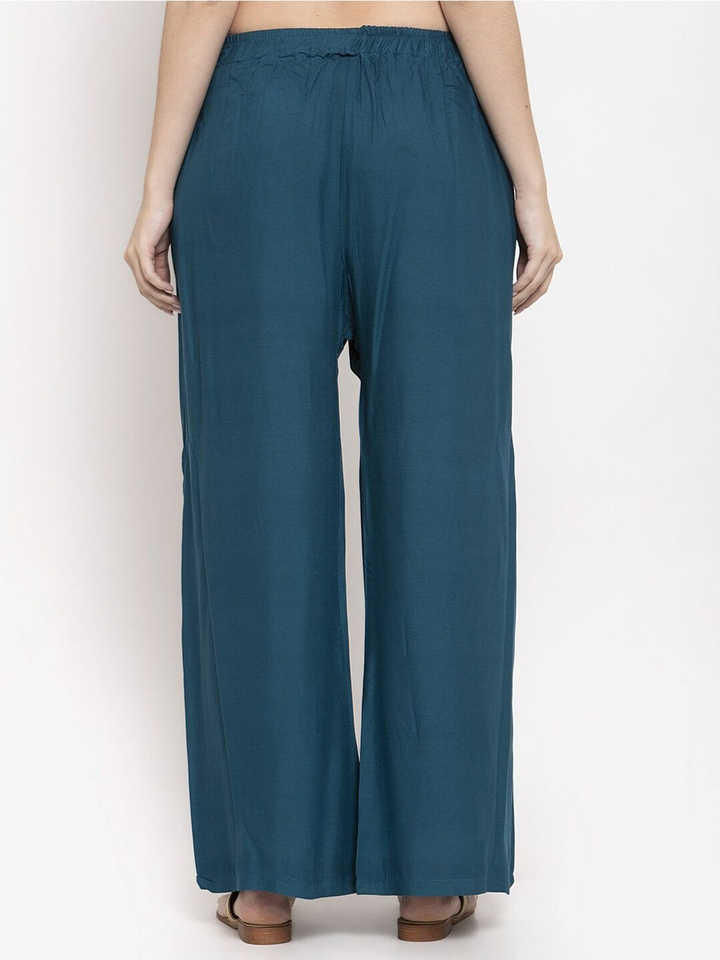 TAG 7 Women Pack of 2 Blue & Beige Solid Wide-Leg Palazzos | Grocsy