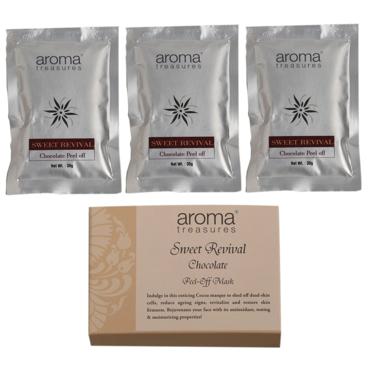 Aroma Treasures Sweet Revival Chocolate Peel Off Mask - Pack Of 3 | Grocsy