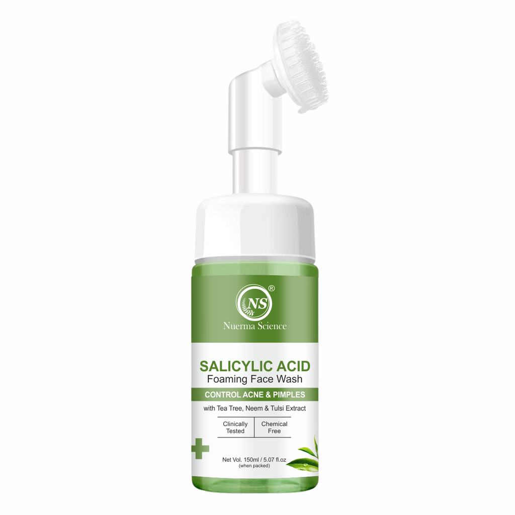Nuerma Science Salicylic Acid Foaming Face Wash | Controls Acne & Pimples with Tea Tree, Neem & Tulsi Extract | Grocsy
