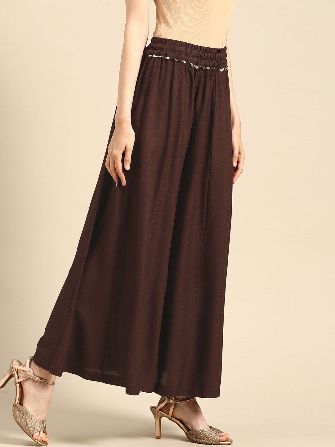 TAG 7 Women Rayon Flared Palazzos | Grocsy