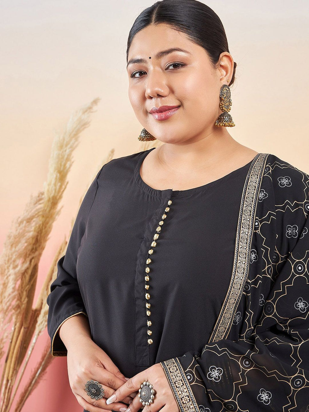 Sztori Paisley Printed Round Neck Straight Kurta With Trouser & Dupatta | Grocsy