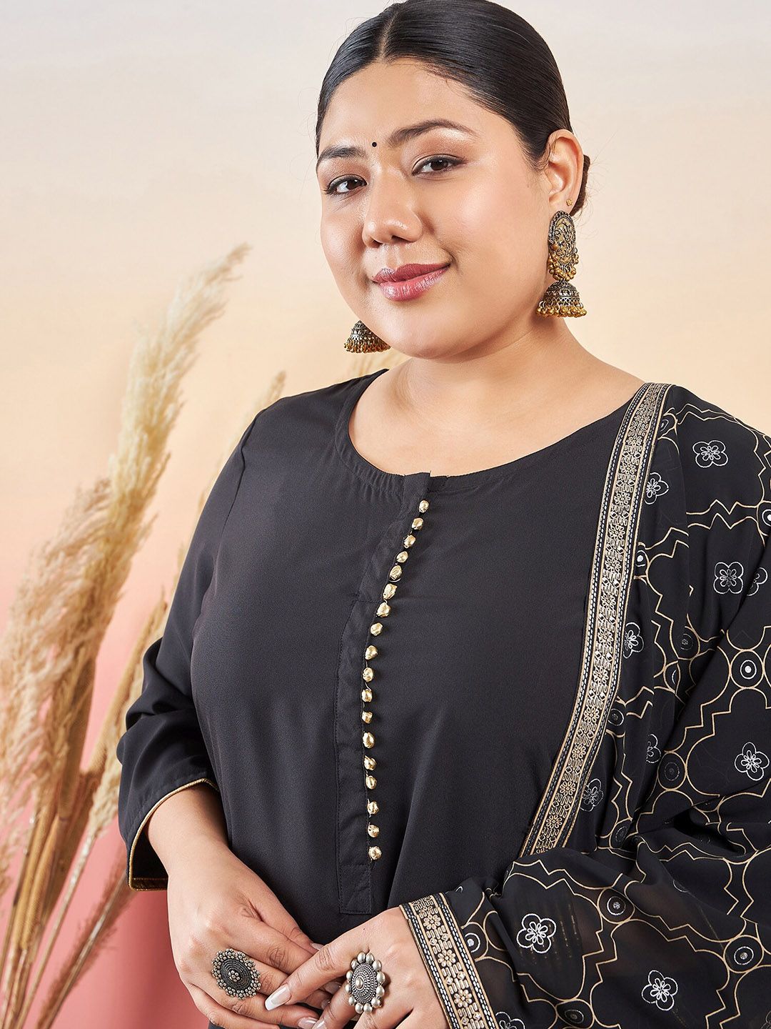 Sztori Paisley Printed Round Neck Straight Kurta With Trouser & Dupatta | Grocsy
