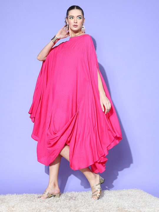 InWeave Fuchsia Rayon Cowel Style Kaftan | Grocsy