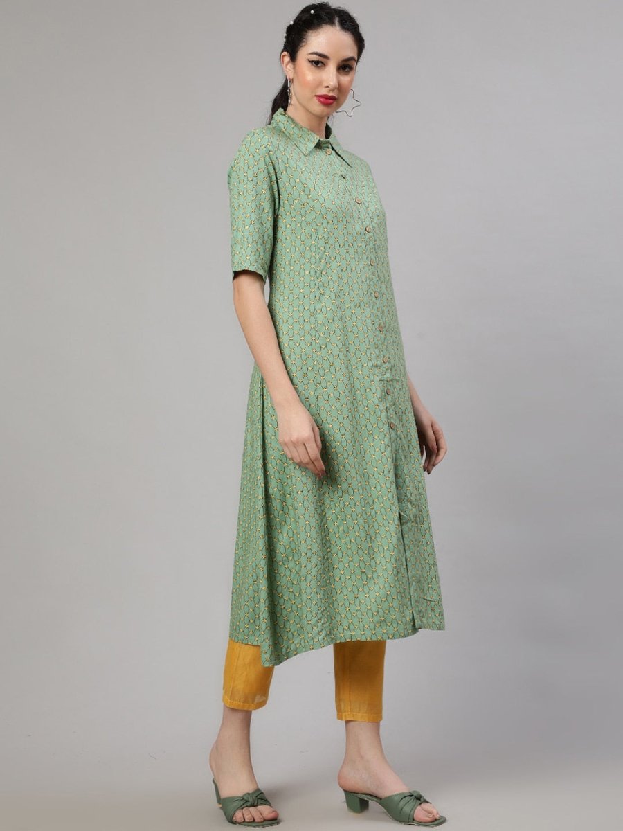 Aks Floral Printed Regular A-Line Kurta With Trousers | Grocsy