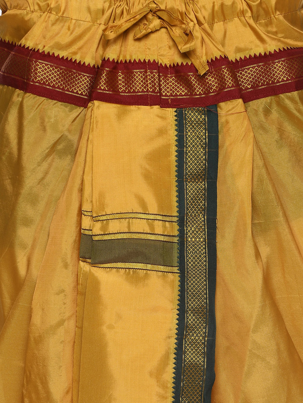 Sethukrishna Men Mustard Yellow Solid Readymade Dhoti Pants With Angavastram | Grocsy