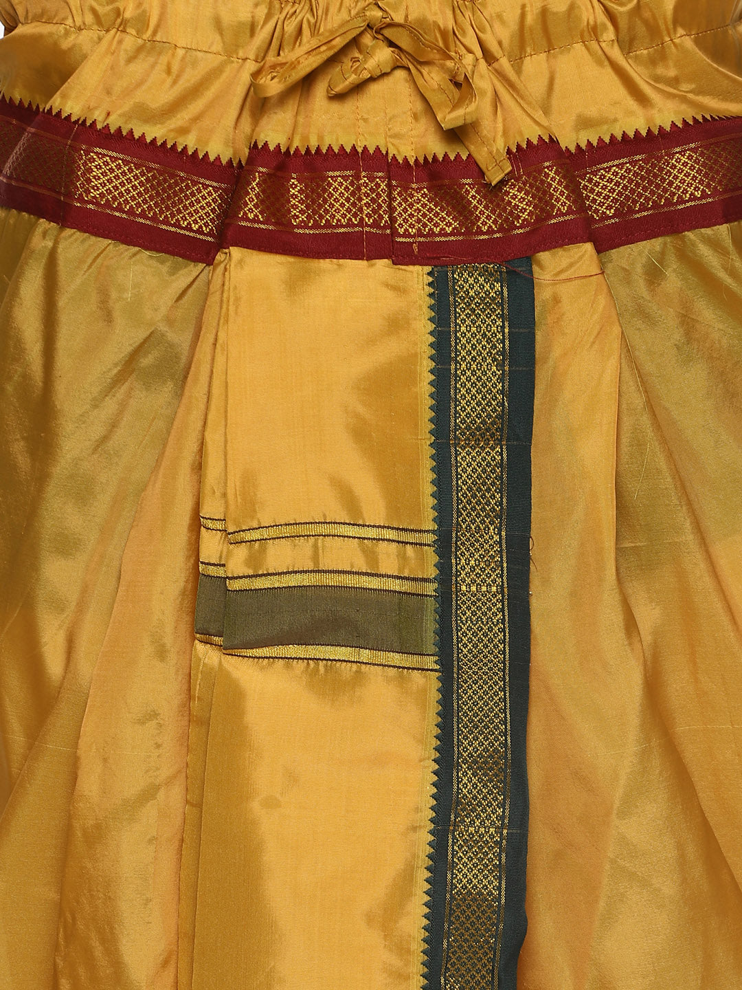 Sethukrishna Men Mustard Yellow Solid Readymade Dhoti Pants With Angavastram | Grocsy