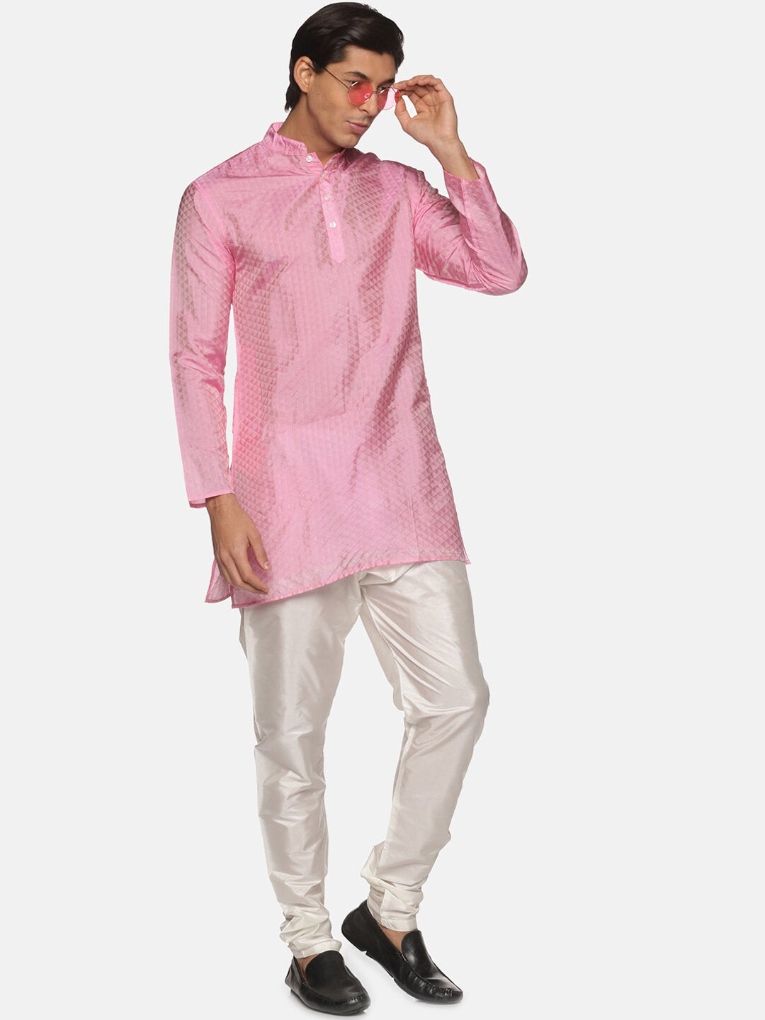 Sethukrishna Men Pink Kurta with Churidar | Grocsy