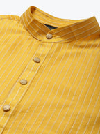 Sojanya Men Mustard Yellow Kurta with Churidar & Nehru Jacket | Grocsy
