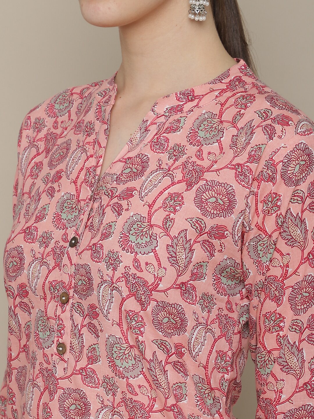 Sangria Women Pink Ethnic Motifs Printed Floral Kurta | Grocsy