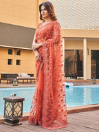 Tikhi Imli Embroidered Net Heavy Work Saree | Grocsy