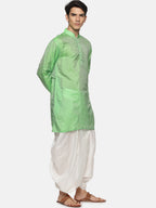 Sethukrishna Men Green Printed Kurta with Patiala | Grocsy