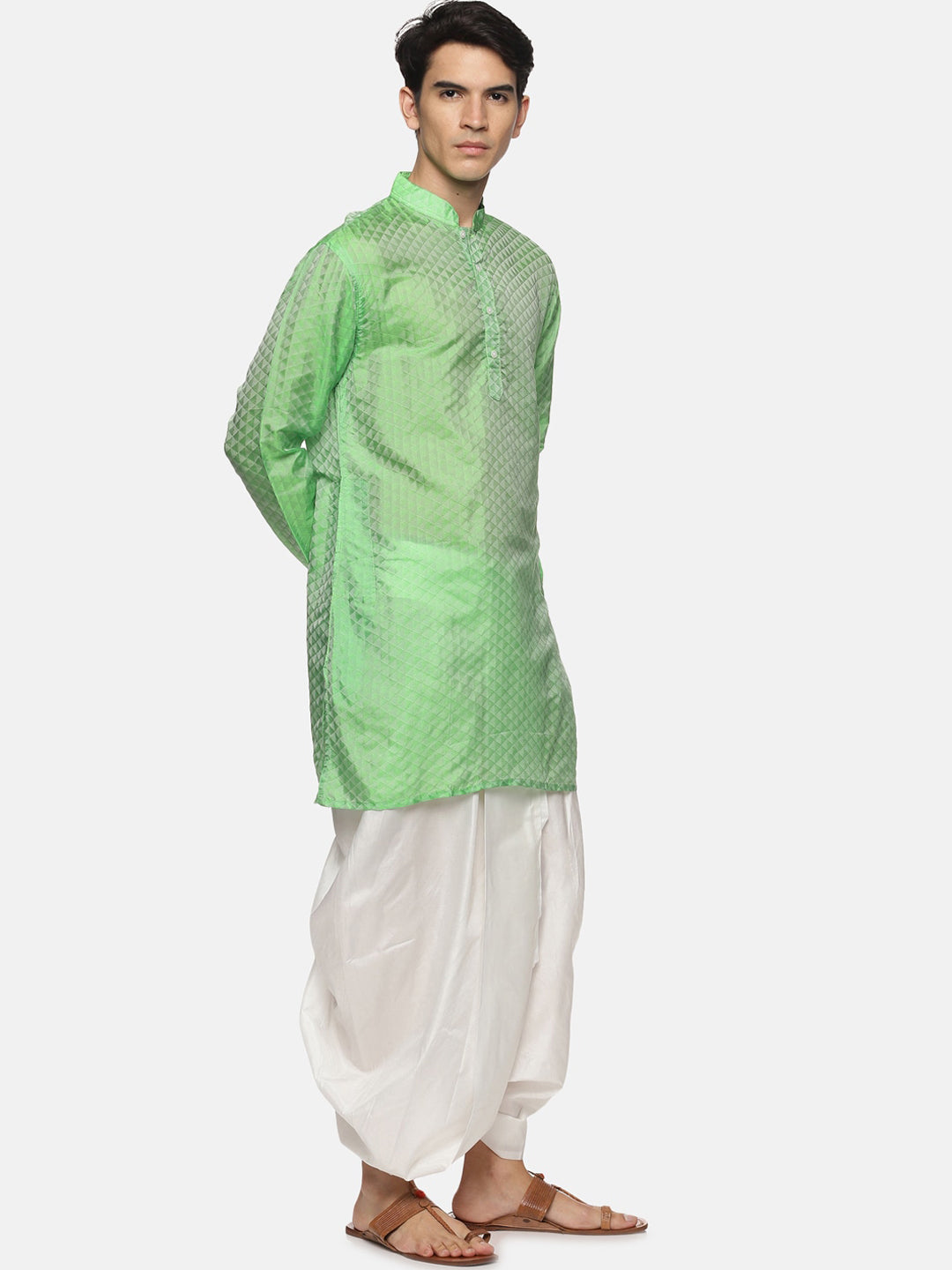 Sethukrishna Men Green Printed Kurta with Patiala | Grocsy