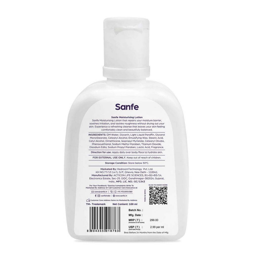 Sanfe Moisturising Lotion Improves skin moisture in 24 hour Moisturizer | Grocsy