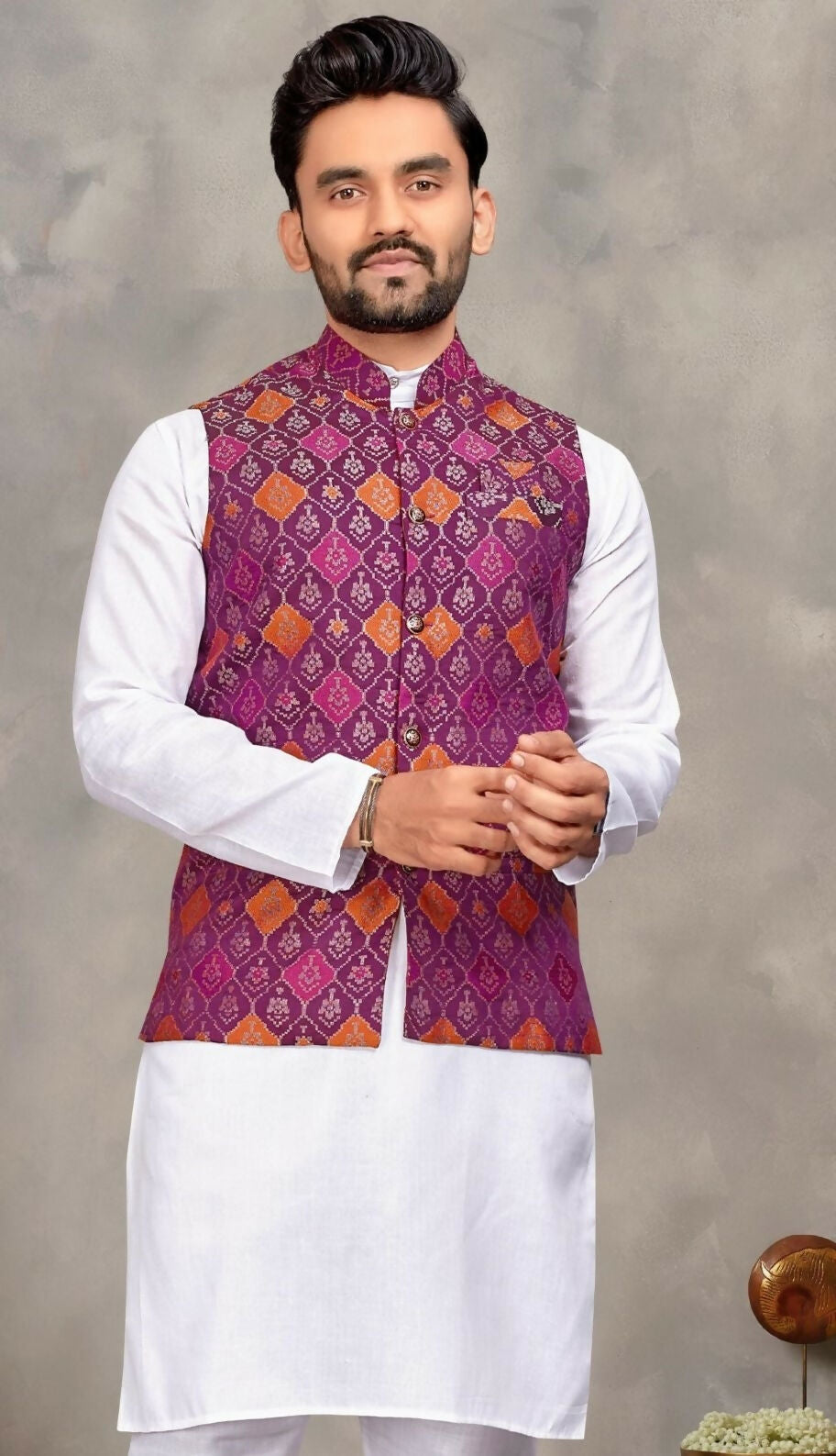 Anaita Purple Cotton Straight Kurta Payjama & Kurta With Jequard Work | Grocsy
