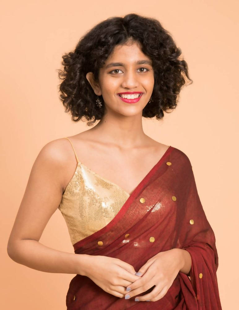 Suta Maroon Embellished Sequinned Pure Cotton Saree | Grocsy
