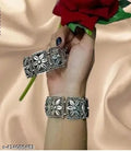 Tehzeeb Creations Women's Silver Plated Oxidised Bangle Set | Grocsy
