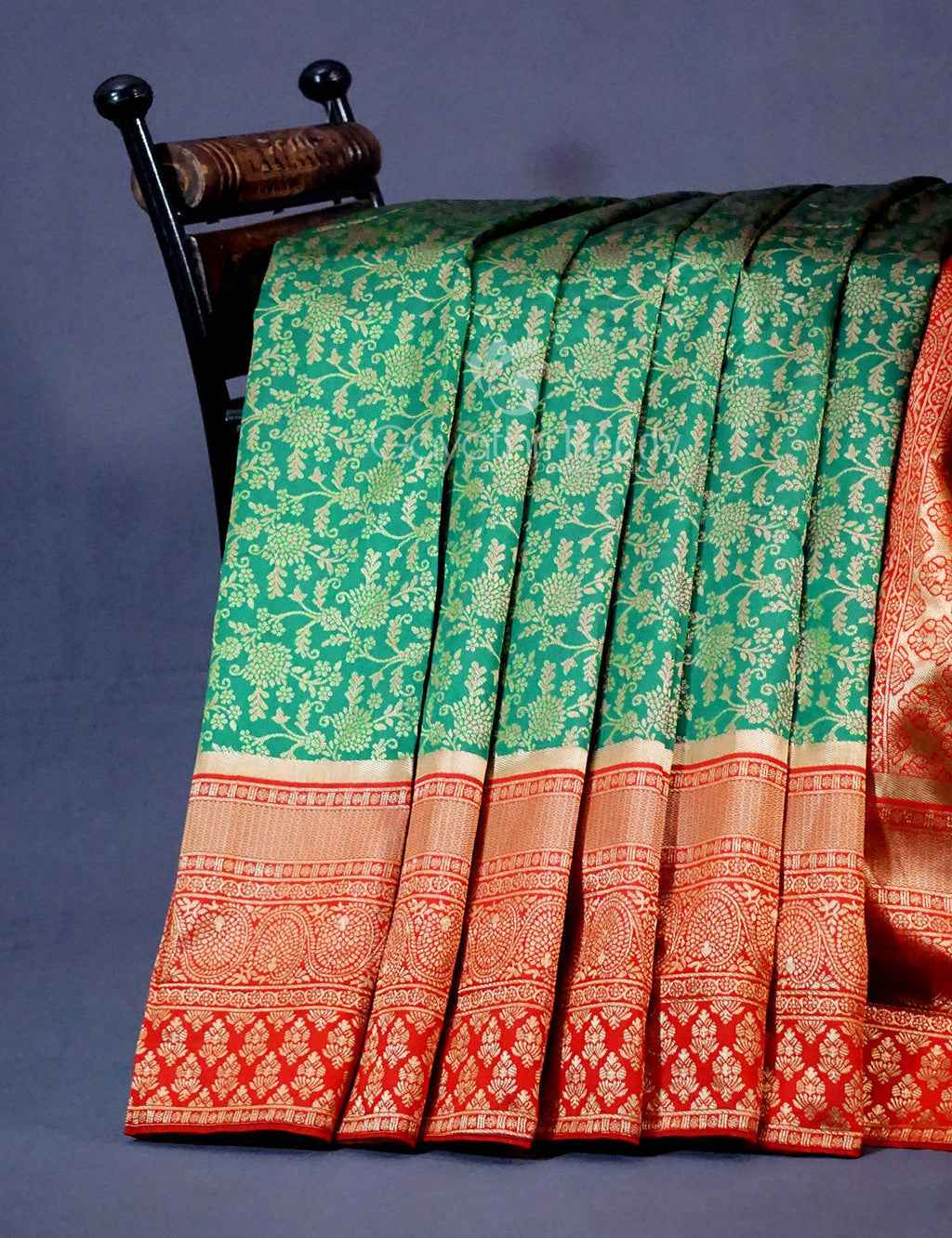 Shades of Green Floral Designbanaras Semi Silk Saree By Gayathri Reddy Designer Studio | Grocsy