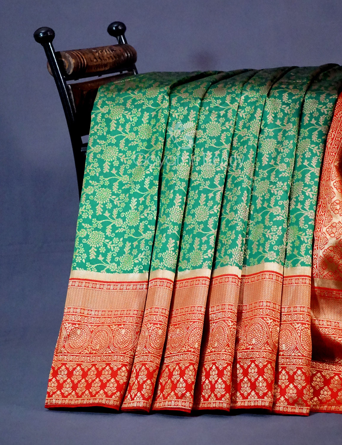 Shades of Green Floral Designbanaras Semi Silk Saree By Gayathri Reddy Designer Studio | Grocsy