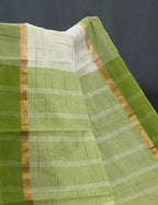 Dual Shade of Milk White And Leaf Green Pure Mangalgiri Cotton By Gayathri Reddy Designer Studio | Grocsy