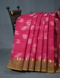 Dual Shades of Rose Pink And Parrot Green Mangalagiri Ikkat Cotton Saree By Gayathri Reddy Designer Studio | Grocsy