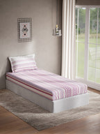 DDecor Purple & White Ethnic Motifs 144 TC Cotton Single Bedsheet with 1 Pillow Cover | Grocsy