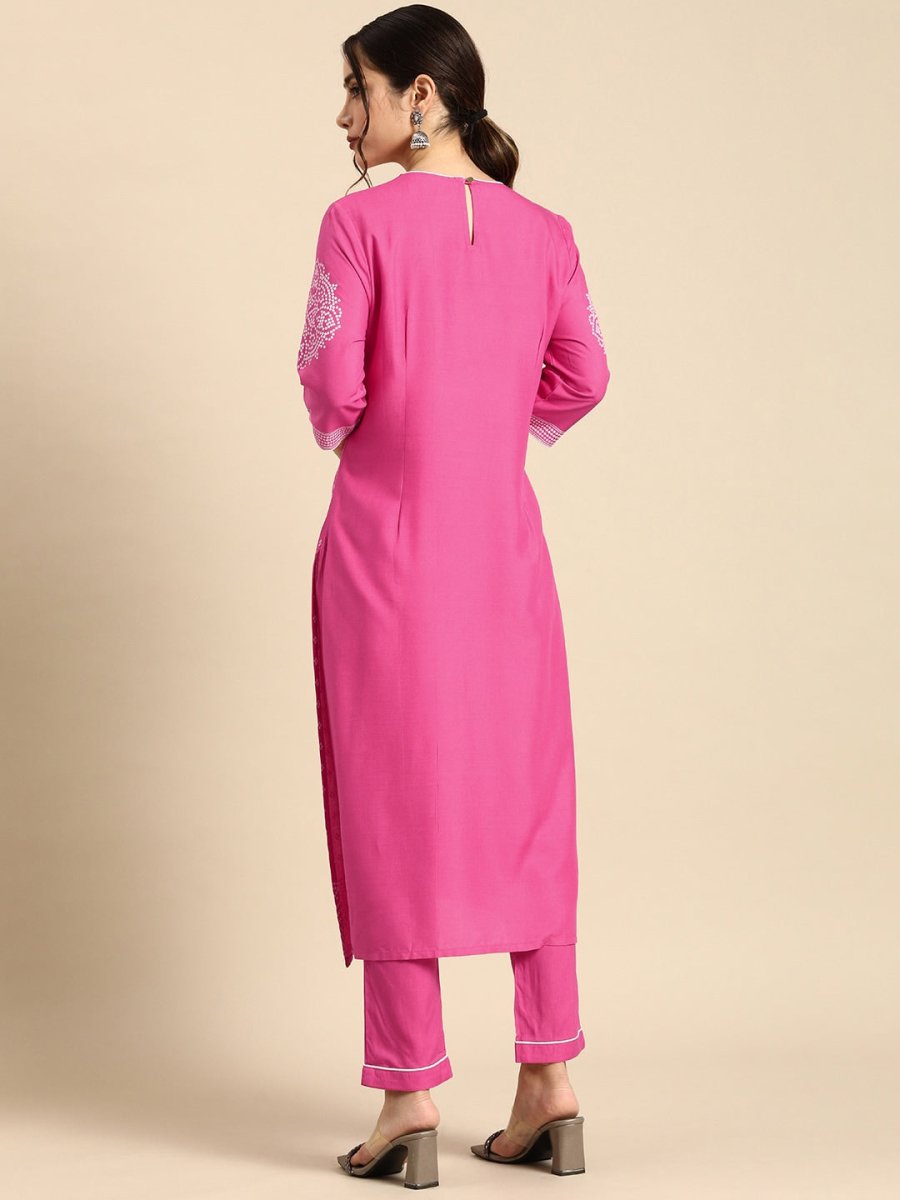 All About You Women Pink Printed Kurta with Trousers | Grocsy