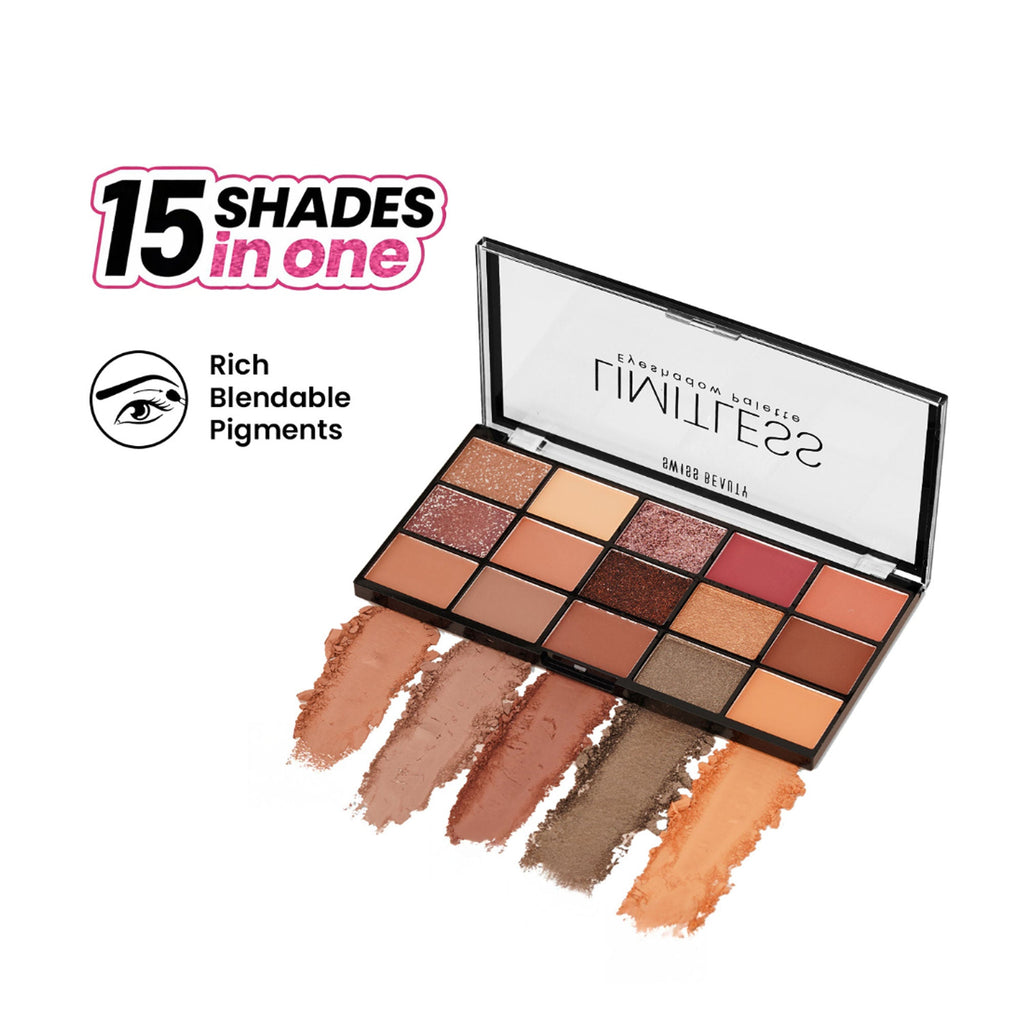 Swiss Beauty Limitless Eyeshadow Palette - Mattes, Shimmers & Metallics - 01 Stargaze | Grocsy