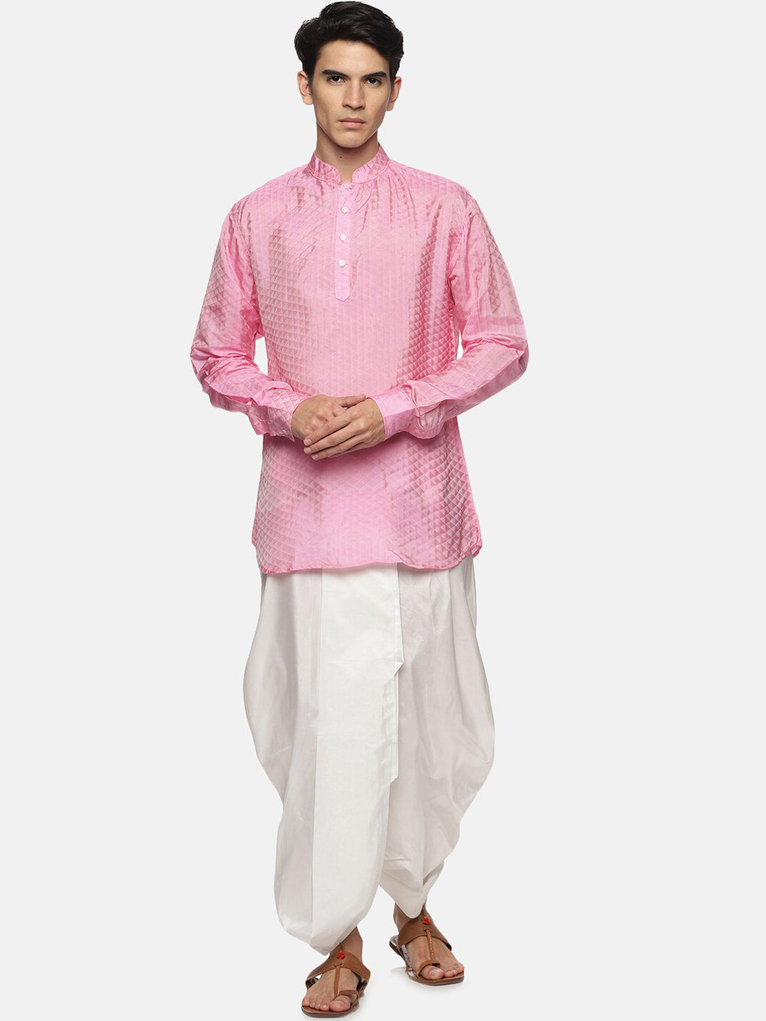 Sethukrishna Mens Pink Kurta with Dhoti Pants | Grocsy