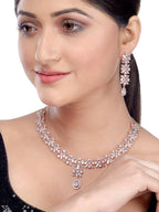 Saraf RS Jewellery Rose Gold-Polished American Diamond Studded Handcrafted Jewellery Set | Grocsy