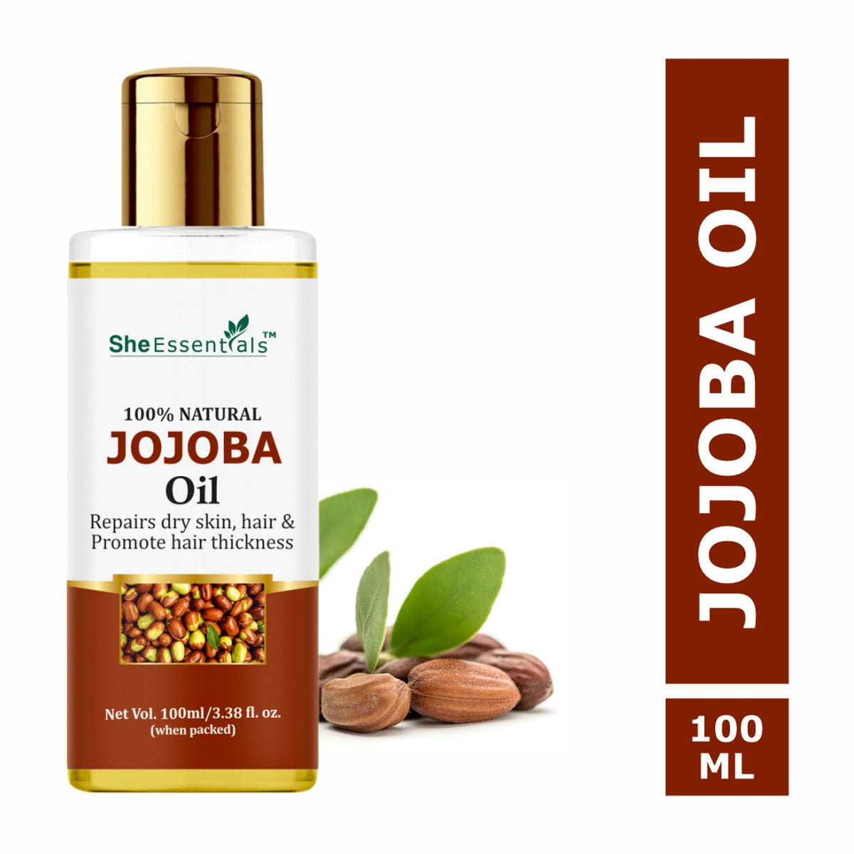 She Essentials Pure Cold Pressed Natural Unrefined Jojoba Oil For Face, Hair & Skin | Grocsy