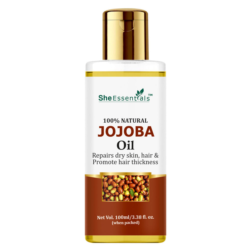 She Essentials Pure Cold Pressed Natural Unrefined Jojoba Oil For Face, Hair & Skin | Grocsy