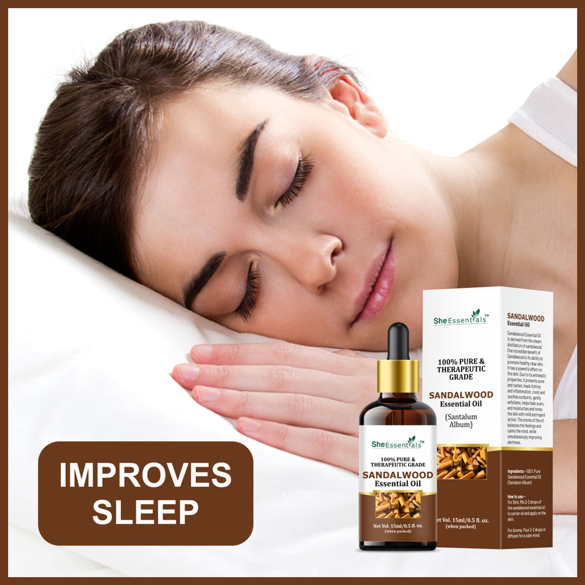 She Essentials Natural Sandalwood Essential Oil For Revitalizes Mind & Soul | Grocsy