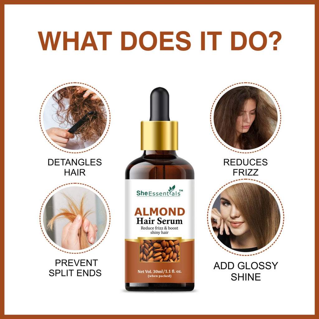 She Essentials Almond Oil Hair Serum Remove Roughness & Frizz | Grocsy