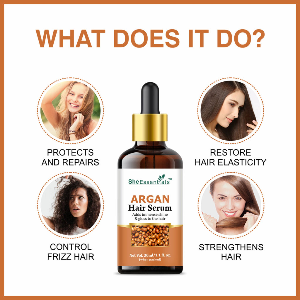 She Essentials Moroccan Argan Hair Serum With Argan Oil For Frizz Free & Shiny Hair | Grocsy