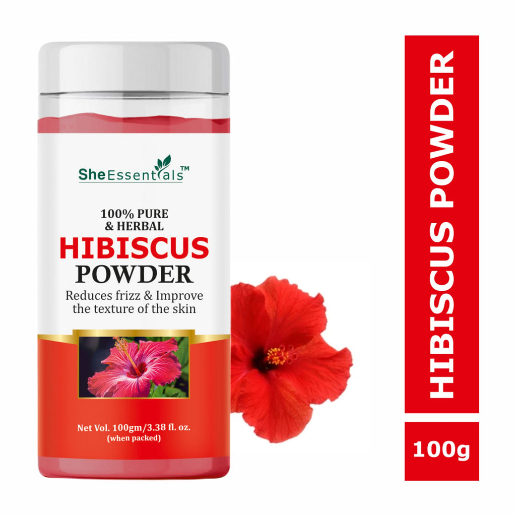 She Essentials Hibiscus Flower Powder, Exfoliates Dead Skin Cells, Prevents Early Greys | Grocsy