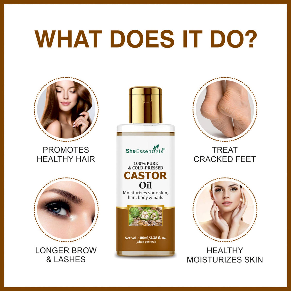 She Essentials Pure Cold Pressed Natural Hair & Skin Oil With Castor | Grocsy