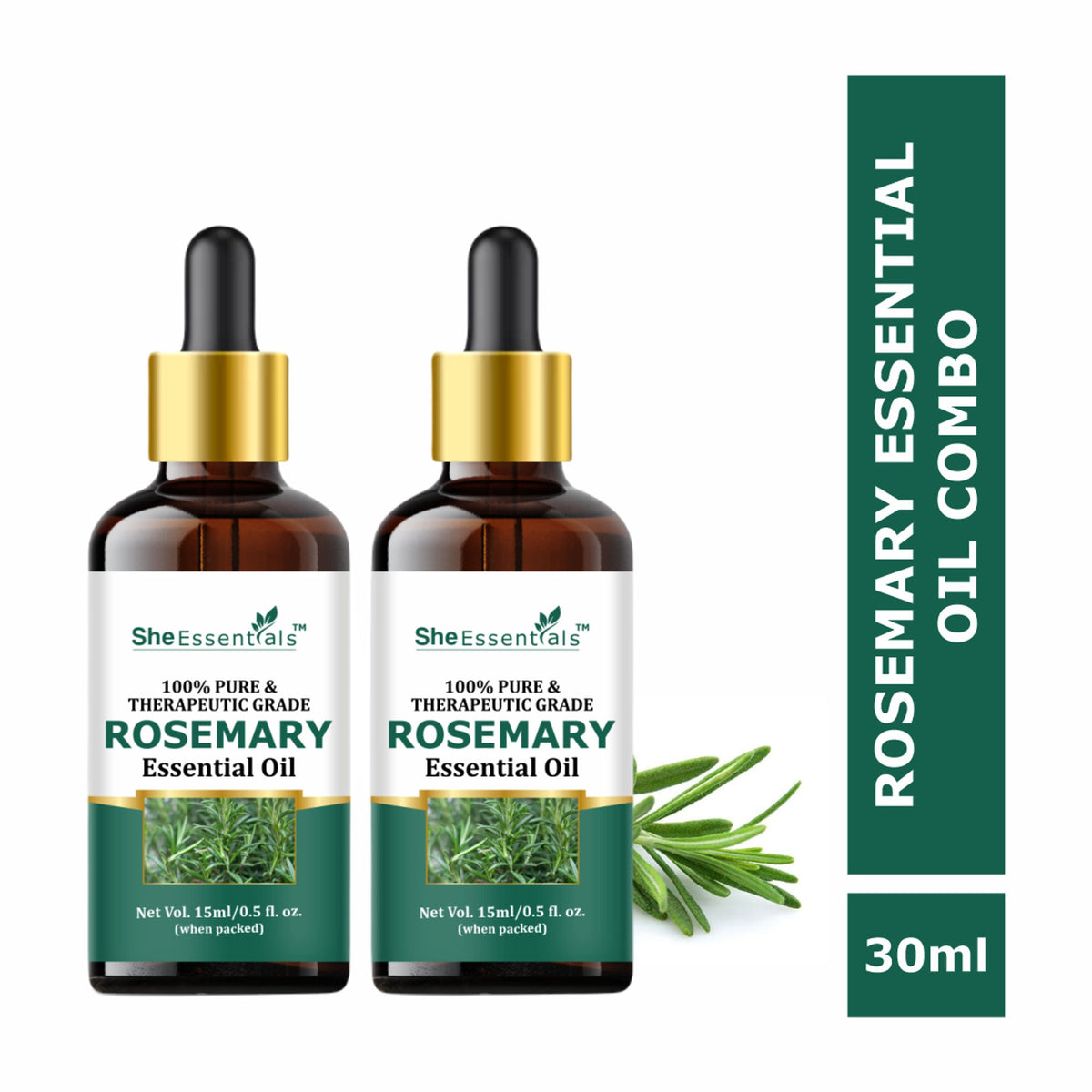She Essentials Rosemary Essential Oil For Hair Growth & Longer Hair - 100% Pure & Natural | Grocsy