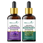 She Essentials Lavender & Rosemary Essential Oil For Hair & Skin Combo | Grocsy