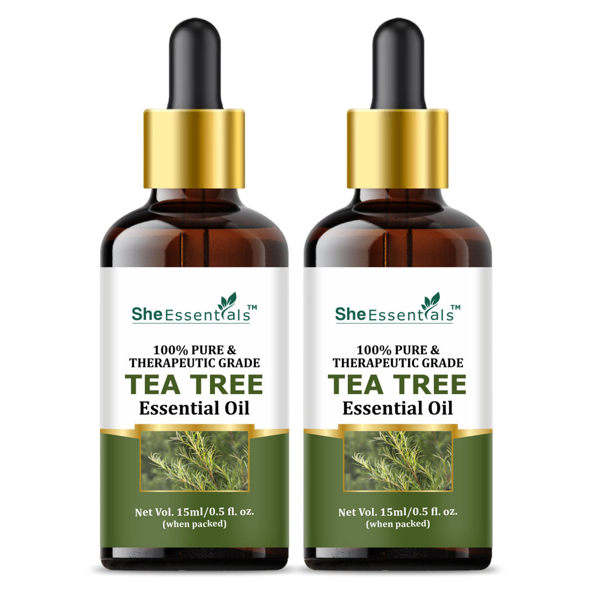 She Essentials Tea Tree Essential Oil For Active Acne & Pimples, Blemishes & Flakes, Organic & Pure | Grocsy
