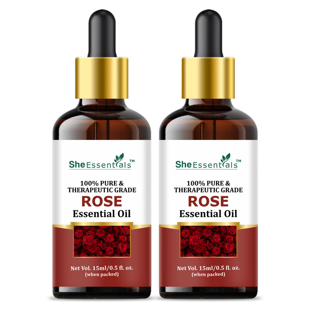 She Essentials Rose Essential Oil For Glowing & Brightening Skin - 100% Natural | Grocsy