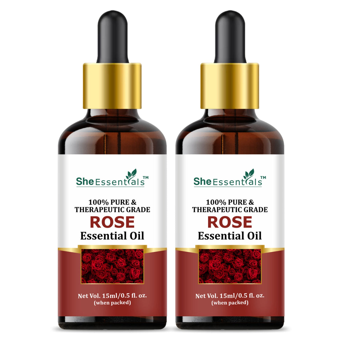 She Essentials Rose Essential Oil For Glowing & Brightening Skin - 100% Natural | Grocsy