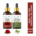 She Essentials Rose Oil & Tea Tree Essential Oil Combo - Hair & Skin | Grocsy
