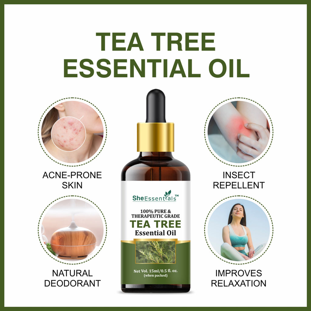 She Essentials Lavender Oil & Tea Tree Essential Oil Combo - Hair & Skincare | Grocsy