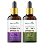 She Essentials Lavender Oil & Tea Tree Essential Oil Combo - Hair & Skincare | Grocsy