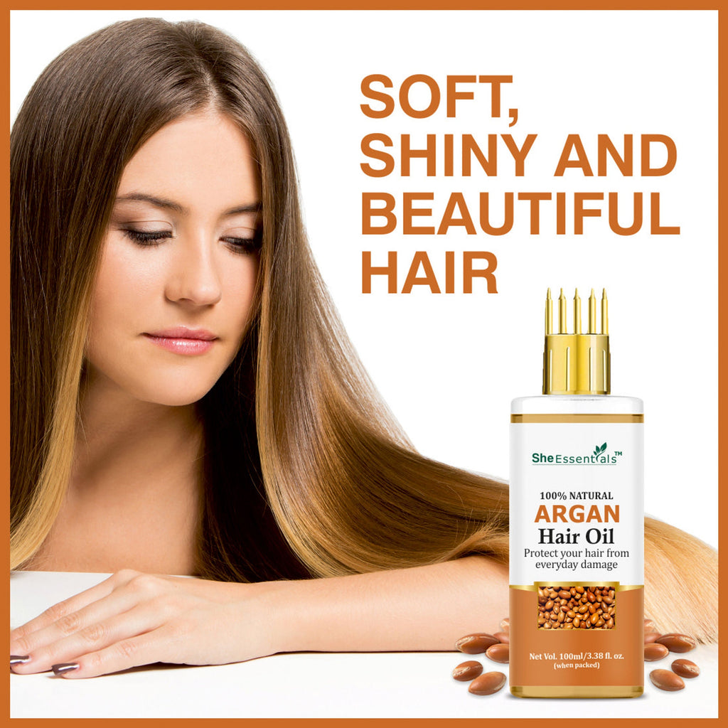 She Essentials Argan Carrier Oil, Rosemary & Tea Tree Essential Oil - Skincare & Hair Care | Grocsy