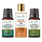 She Essentials Argan Carrier Oil, Rosemary & Tea Tree Essential Oil - Skincare & Hair Care | Grocsy