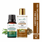 She Essentials Rosemary Essential Oil & Castor Oil Combo For Haircare & Skincare | Grocsy